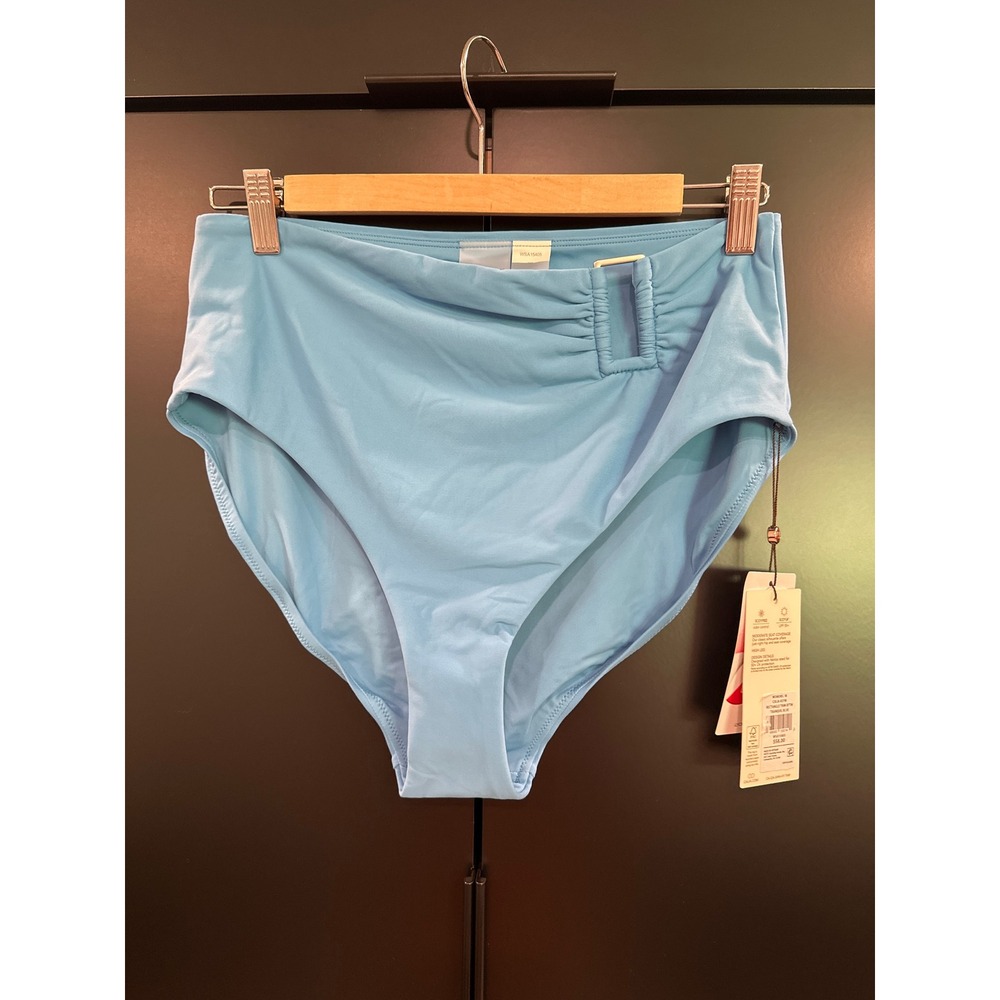 Calia Core Rectangle Trim High Waisted Bikini Bottoms Tranquil Blue Medium‎